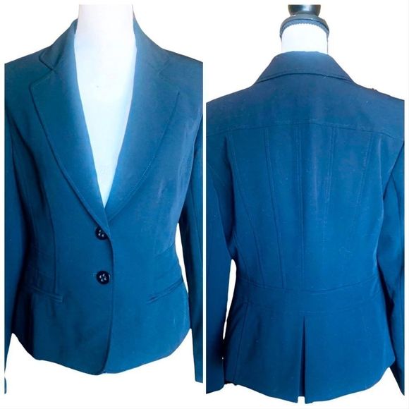 GORGEOUS NINE WEST 2 BUTTON FRONT NOTCHED LAPEL SUIT BLAZER IN BLACK-SIZE 8 - Picture 1 of 12